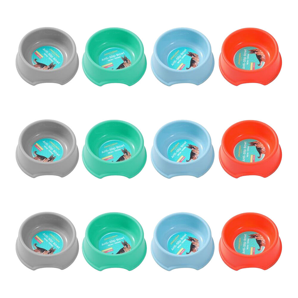 Paws and Claws Pet Essentials Anti Slip Bowl 550mL/18cm Assorted (12 Pack)