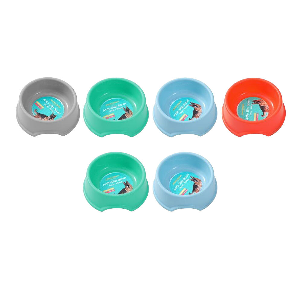 Paws and Claws Pet Essentials Anti Slip Bowl 550mL/18cm Assorted (6 Pack)