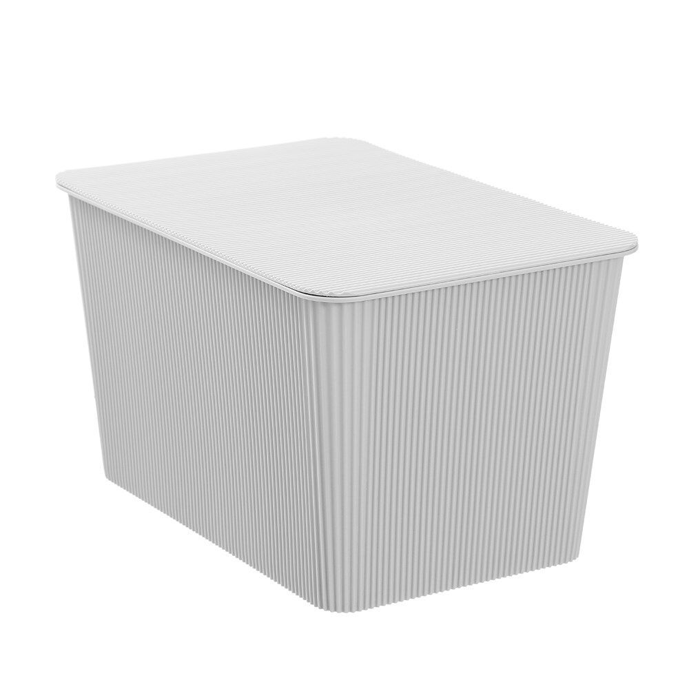 Boxsweden Discrete Durable Storage Basket Ribbed with Lid 15L Assorted (3 Pack) — image 6