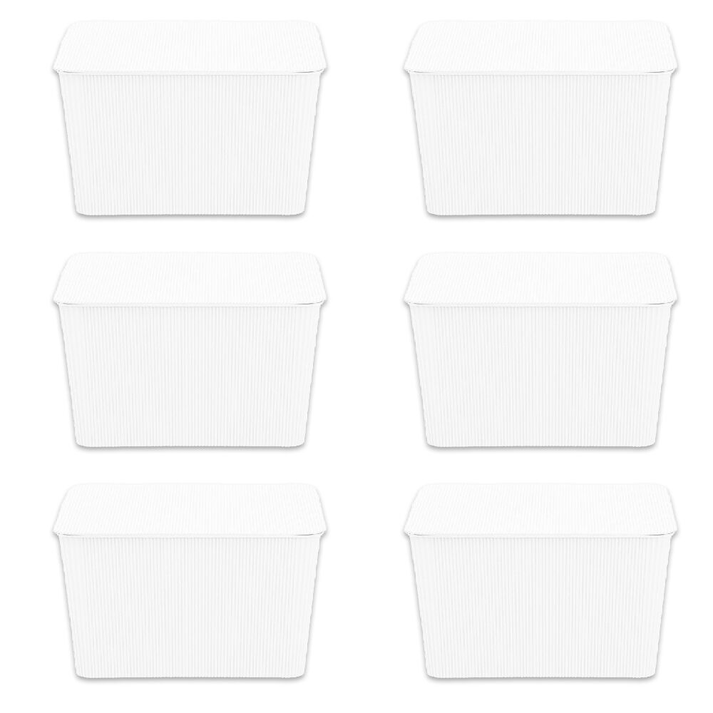 Boxsweden Discrete Durable Storage Basket Ribbed with Lid 15L Assorted (6 Pack)