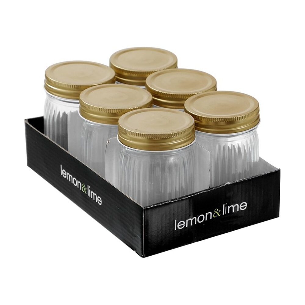 Lemon and Lime 6pc Lemon and Lime Roma Ribbed Conserve Jar 300ml Food Safe Kitchenware (8 Pack) — image 2
