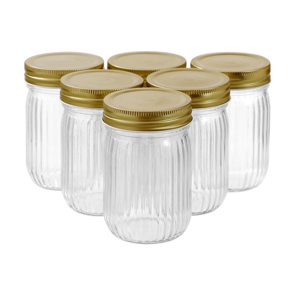Lemon and Lime 6pc Lemon and Lime Roma Ribbed Conserve Jar 300ml Food Safe Kitchenware (8 Pack) — image 6