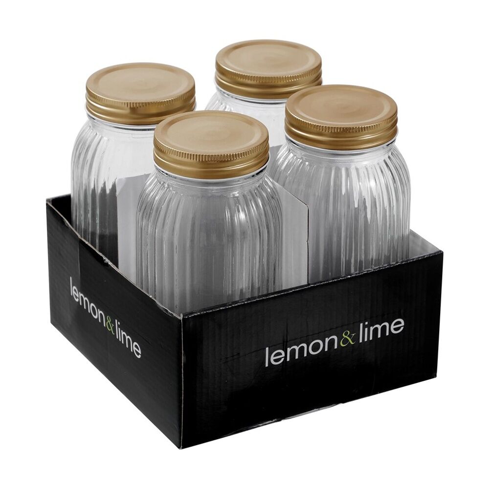 Lemon and Lime 4pc Lemon and Lime Roma Ribbed Conserve Jar 800ml Food Safe Kitchenware (2 Pack) — image 2