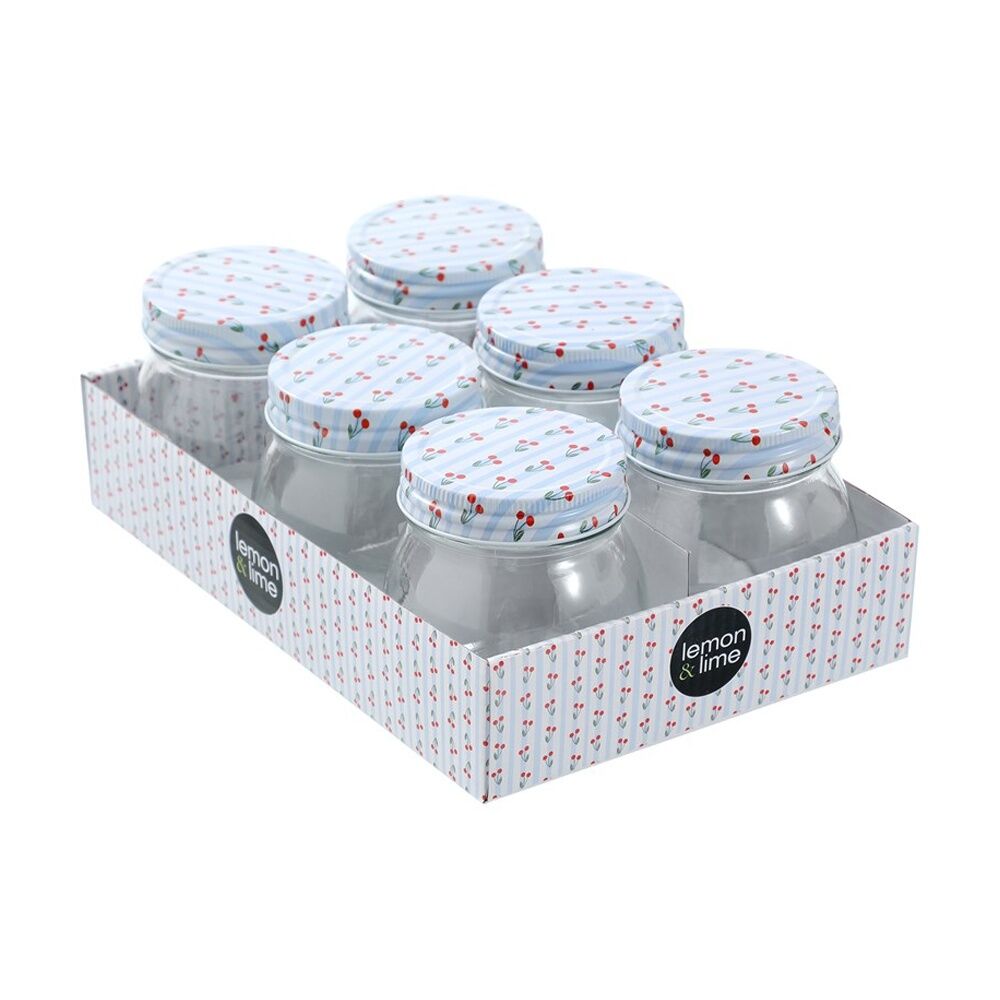 Lemon and Lime Roma Cherry Stripe Deco Conserve Jar 300ml Food Safe (6 Pieces)