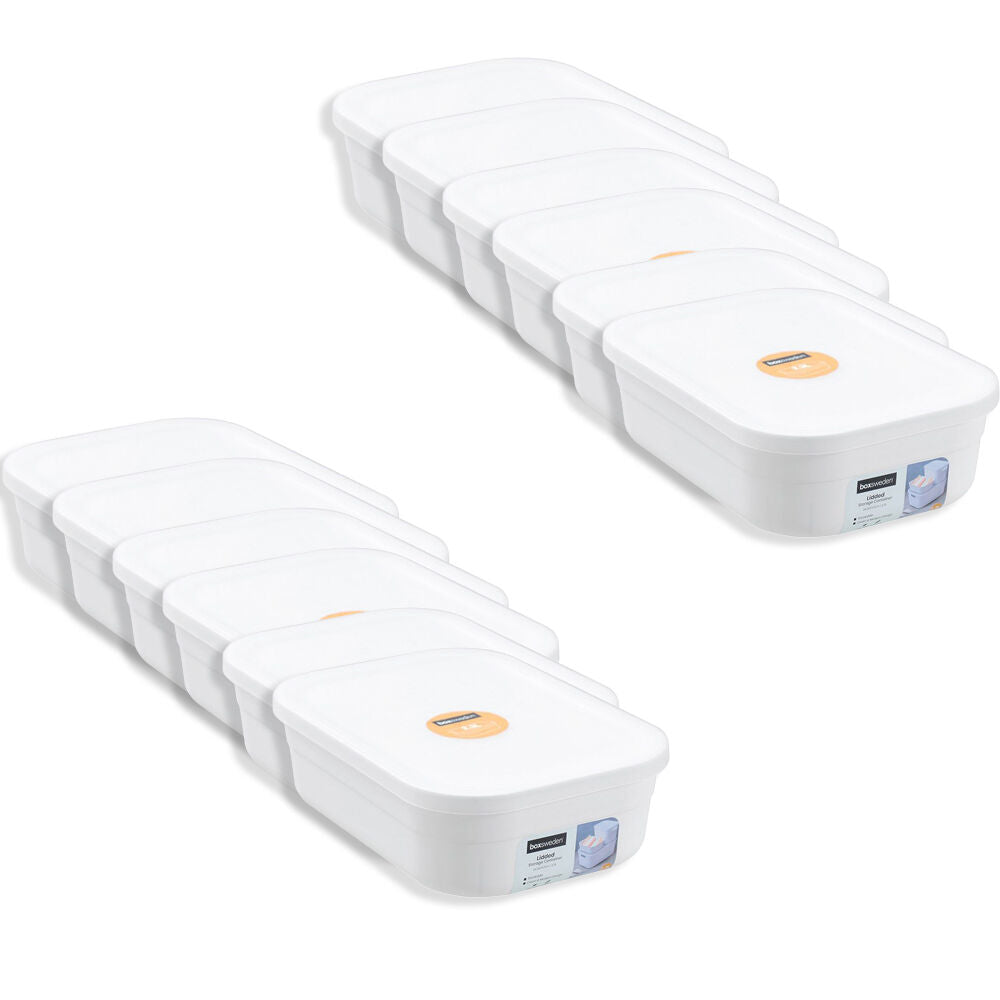 Boxsweden Stackable Durable Storage Container with Lid 24.5cm 2.3L (12 Pack)