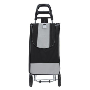 Boxsweden Black and Silver Portable Grocery Shopping Trolley with Wheels