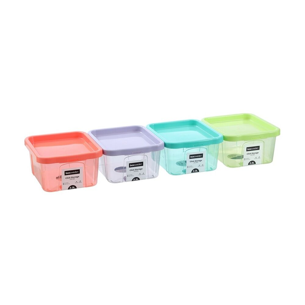 Boxsweden Click Storage Box 2.3L Secure Lock Lid Home Organisation Assorted (24 Pack) — image 3