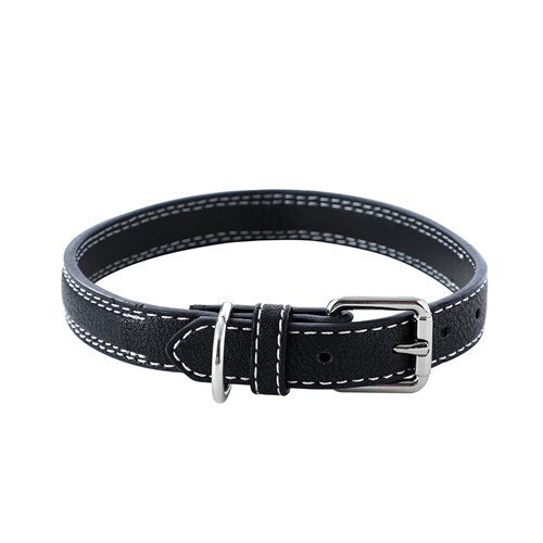 Paws and Claws Pet Dog 35-50cm Leather Look Padded Collar w/ Stitch Medium Asst (3 Pack) — image 7