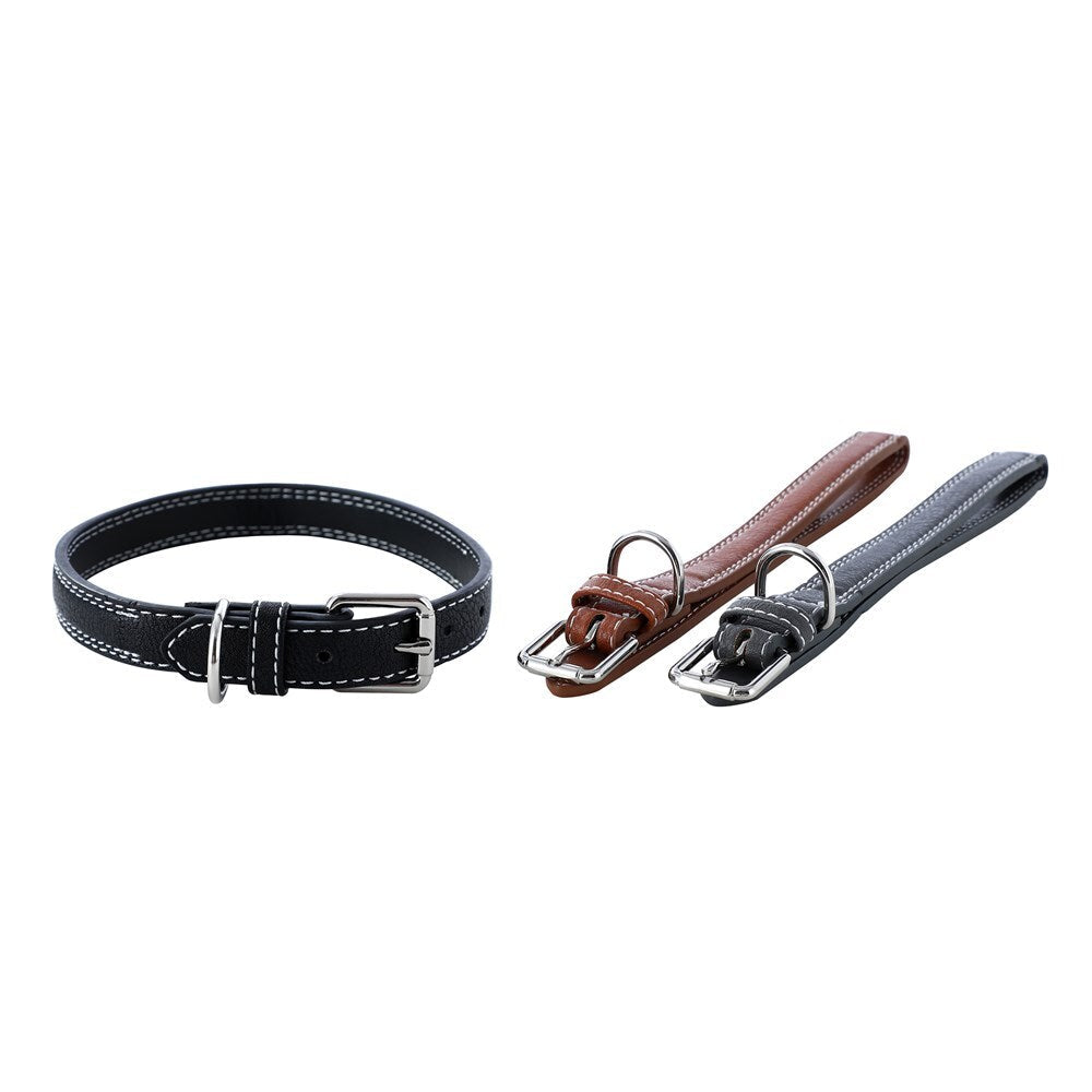 Paws and Claws Pet Dog 35-50cm Leather Look Padded Collar w/ Stitch Medium Asst (3 Pack) — image 4