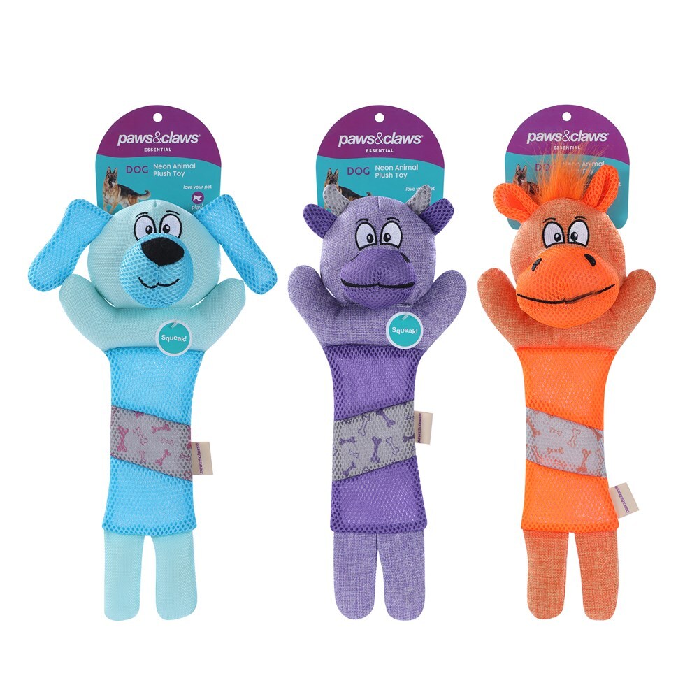 Paws and Claws Paws & Claws 40cm Neon Animal Pet/Dog Canvas/Mesh Toy w/ Crinkle Belly Assorted — image 2