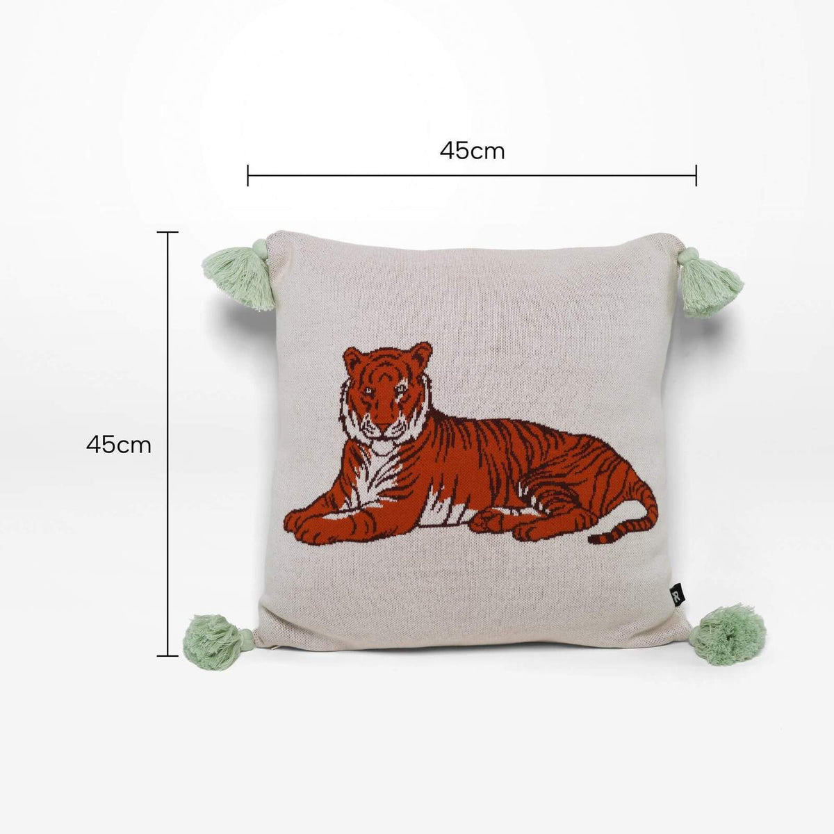 Rayell Kids Lounge/Bed Cushion Tiger Print Natural Cream 45x45cm Home Decor — image 2