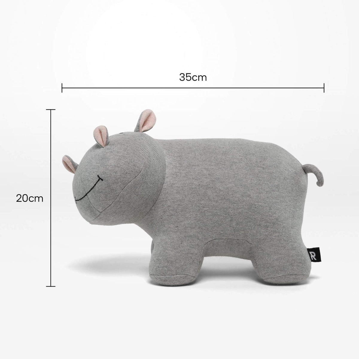 Rayell Kids/Childrens Hippo Shaped Lounge/Bed Cushion Pillow Decor Grey 32x17cm — image 2