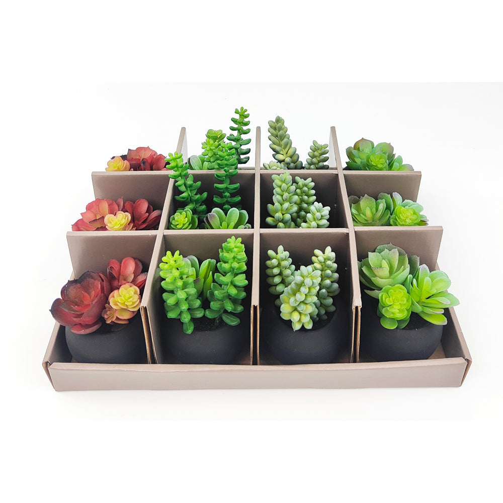 Urban 11cm Mini Potted Succulents Set Artificial Plant Indoor Decor Green (12 Pieces) — image 2