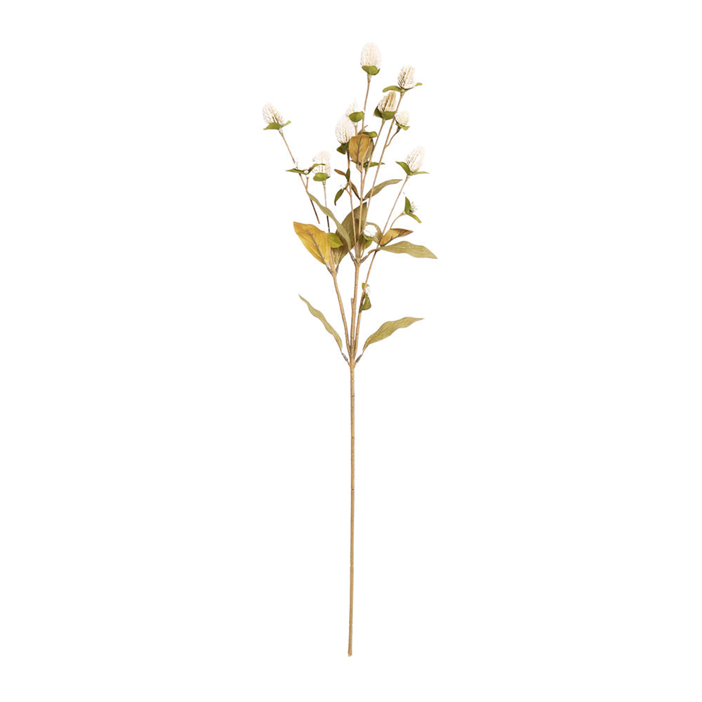 Urban Dried Look Flower 64cm Artificial Globosa Stem Plastic Decor White Green