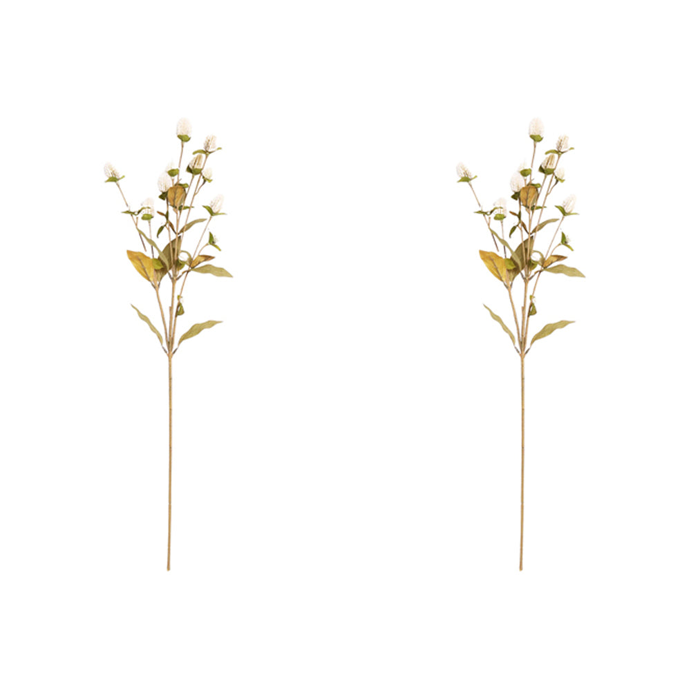 Urban Dried Look Artificial Flower 64cm Globosa Stem - White Green (2 Pack)