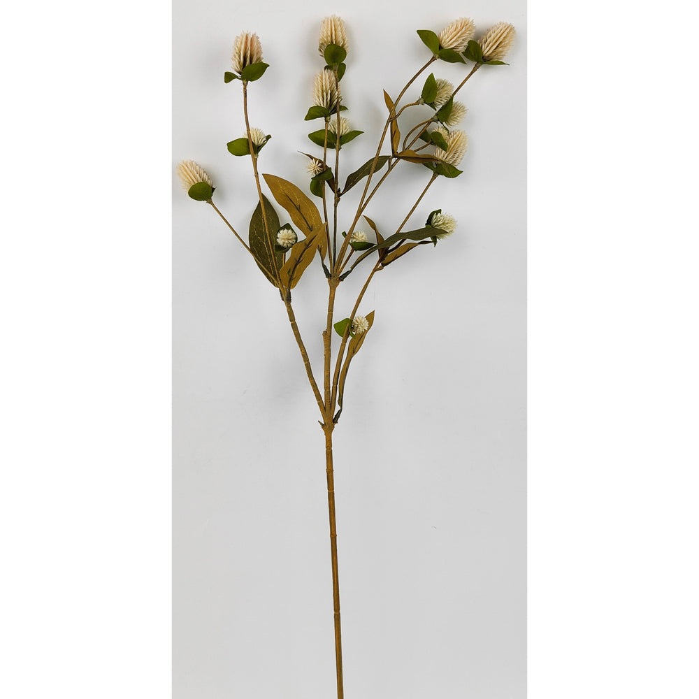 Urban Dried Look Flower 64cm Artificial Globosa Stem Plastic Decor White Green — image 2