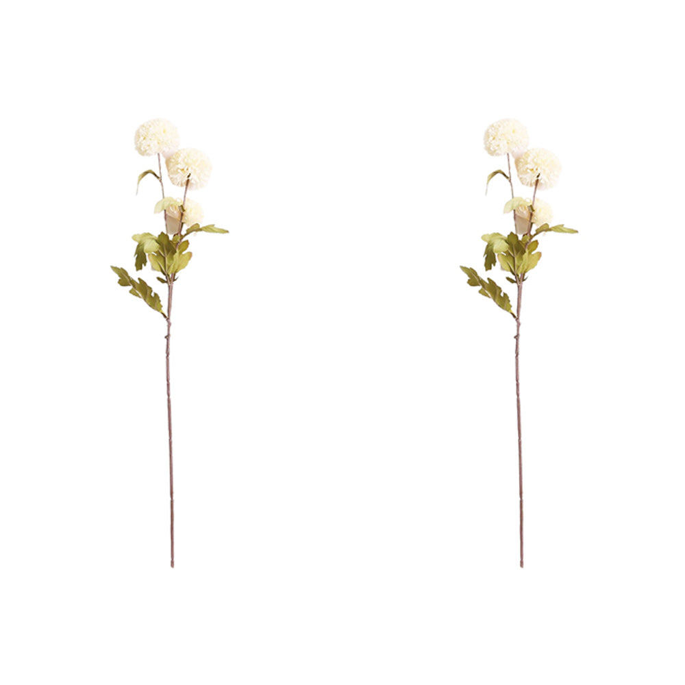 Urban 60cm Artificial Chrysanthemum Stem Fake Flower Home Decor White/Green (2 Pack)
