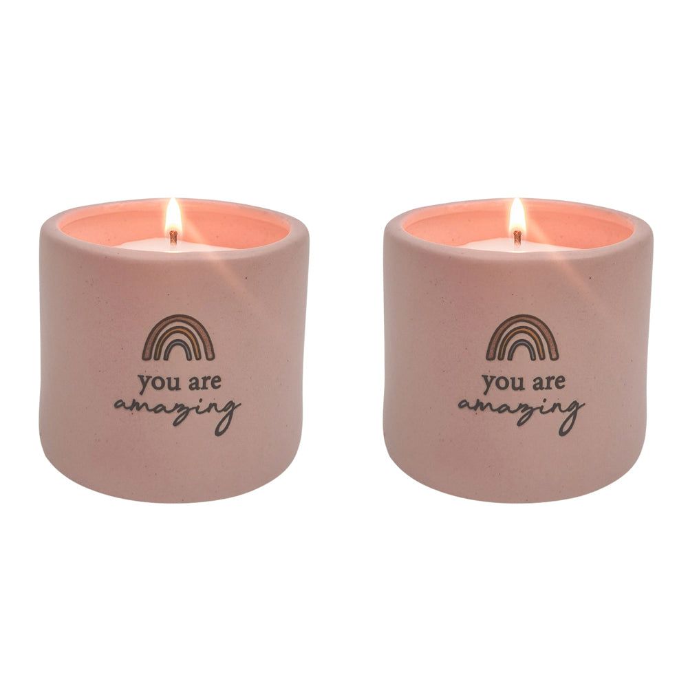 Urban You are Amazing Candle Pink 7cm Gift Keepsake Present Ceramic Set (2 Pack)