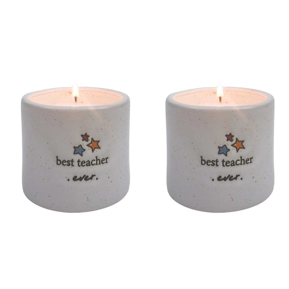 Urban Best Teacher Ever Candle White 7cm Keepsake Present Ceramic Jar/Pot (2 Pack)