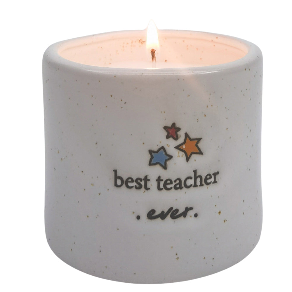 Urban Best Teacher Ever Candle White 7cm Keepsake Present Ceramic Jar/Pot