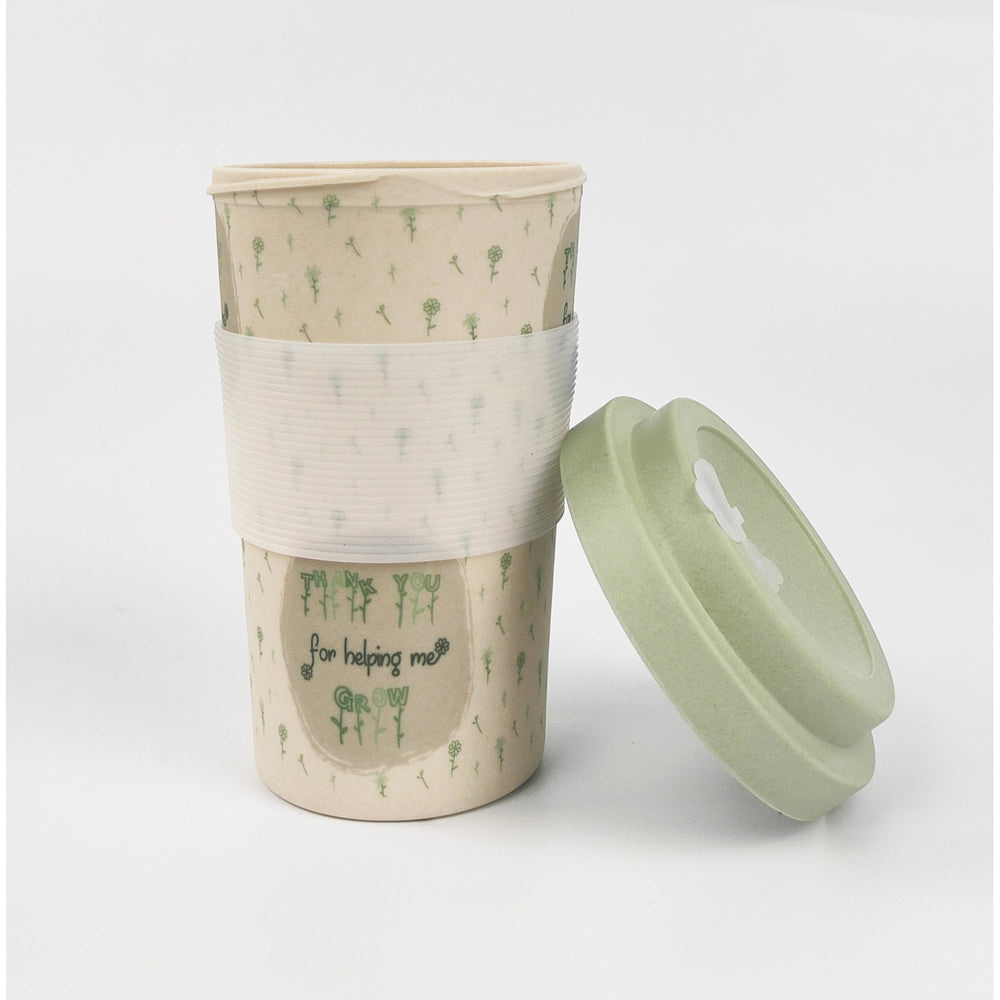 Urban 400ml Thank You For Helping Me Grow Eco Mug w/Lid Travel Cup Natural/Green — image 2