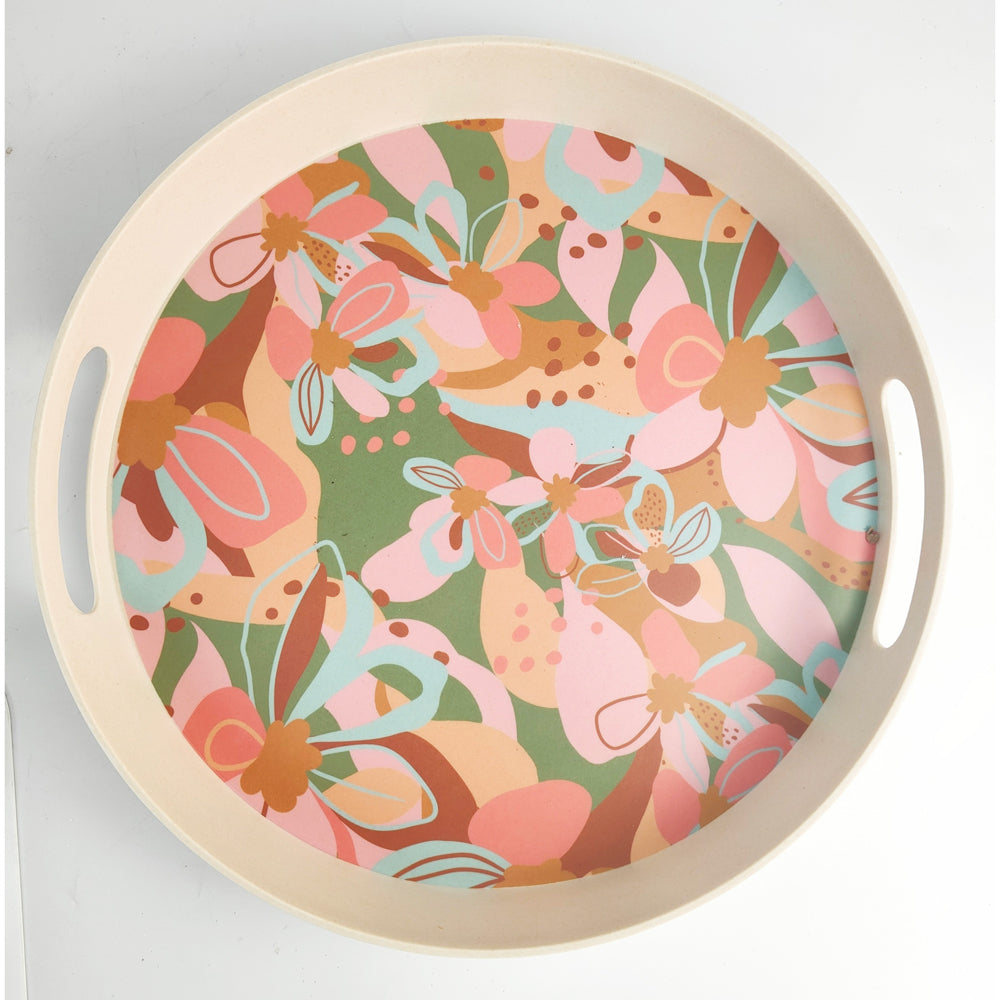 Urban 33cm Franki Floral Round Tray Food Serving Decorative Plate w/ Handle — image 2