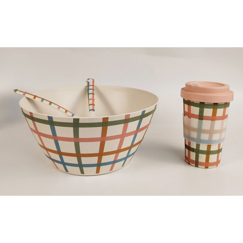 Urban Maldon Check 25cm Bamboo Fibre Salad Bowl Kitchen Food Serving Dinnerware — image 2