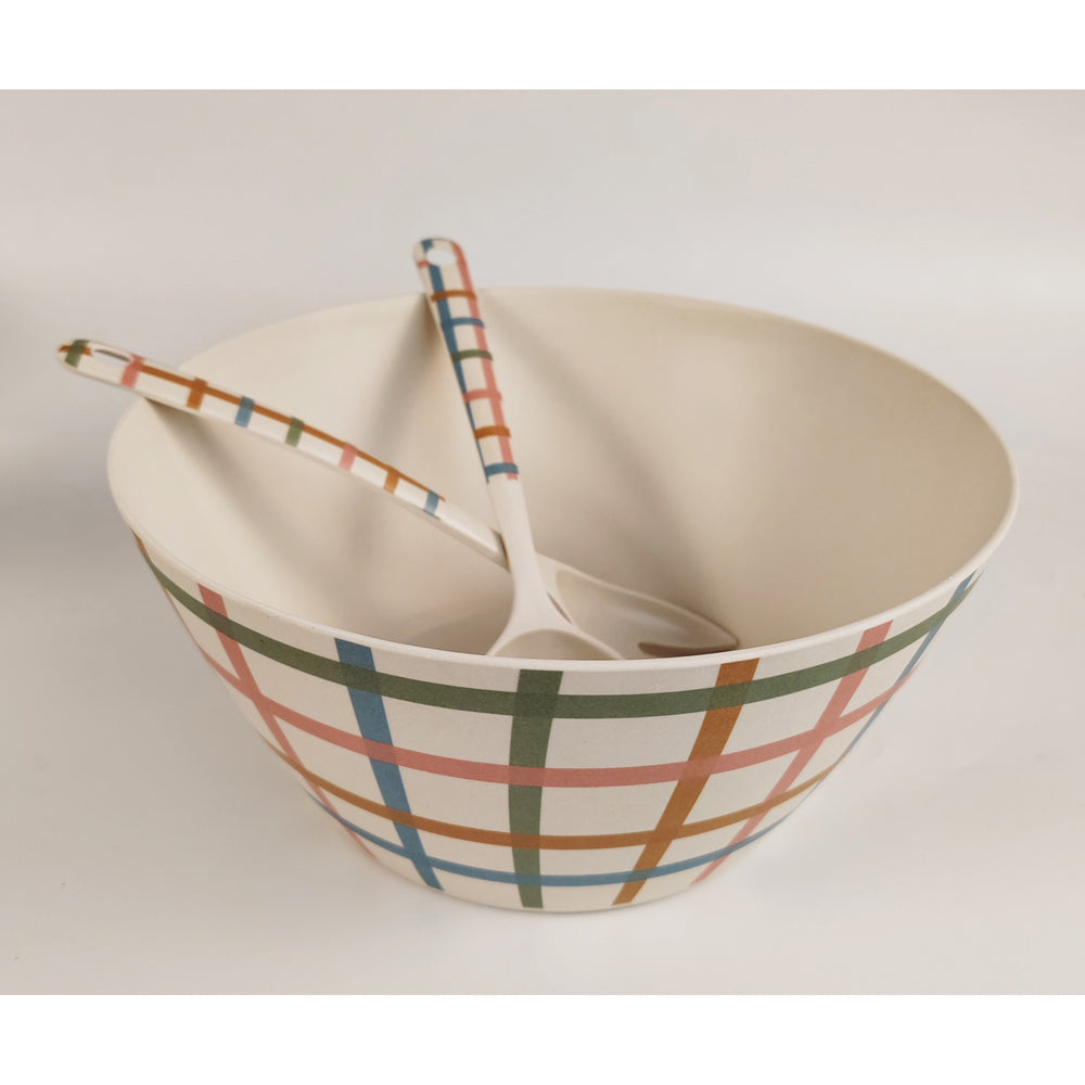Urban Maldon Check 25cm Bamboo Fibre Salad Bowl Kitchen Food Serving Dinnerware — image 3