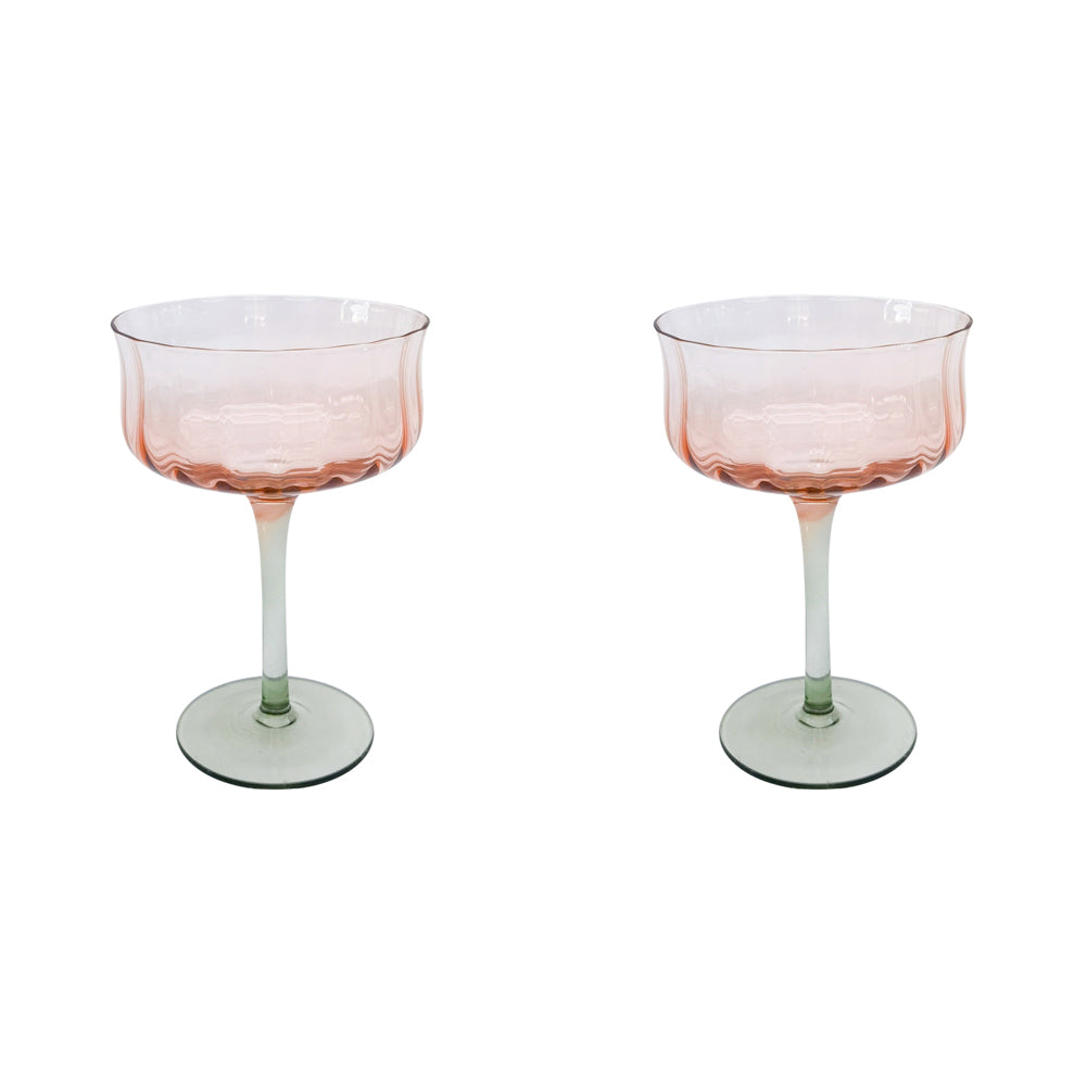 Urban 2pc Urban Tulip Cocktail Glass Pink Green 15cm Sml Kitchen Decor Drinkware (2 Pack)