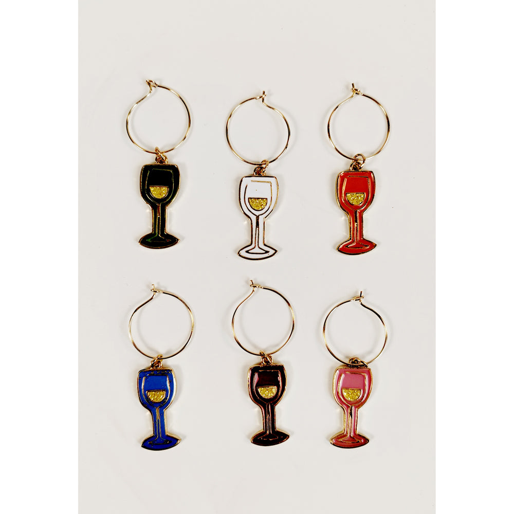 Urban Wine O'Clock 4cm Metal/Enamel Wine Charms Drink Ring Tag (6 Pieces) — image 3