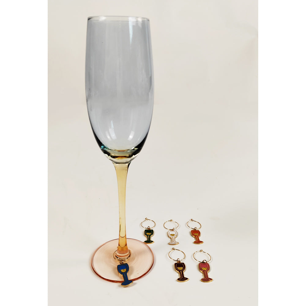 Urban Wine O'Clock 4cm Metal/Enamel Wine Charms Drink Ring Tag (6 Pieces) — image 2