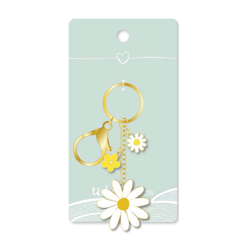 Urban Products Daisy Flower Decorative Keyring Accessory Yellow/Green 12cm