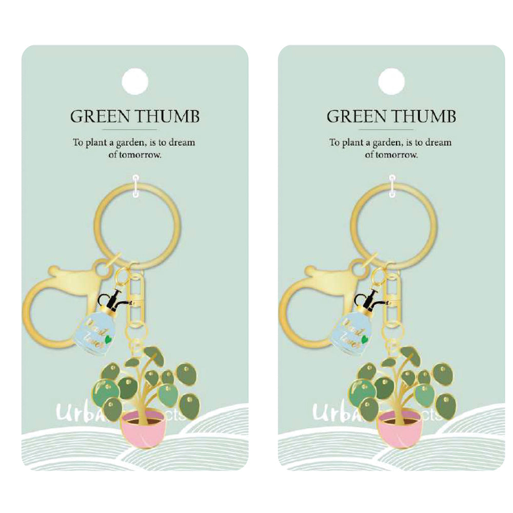 Urban Products Green Thumb Decorative Keyring Accessory Green/Pink 12cm (2 Pack)