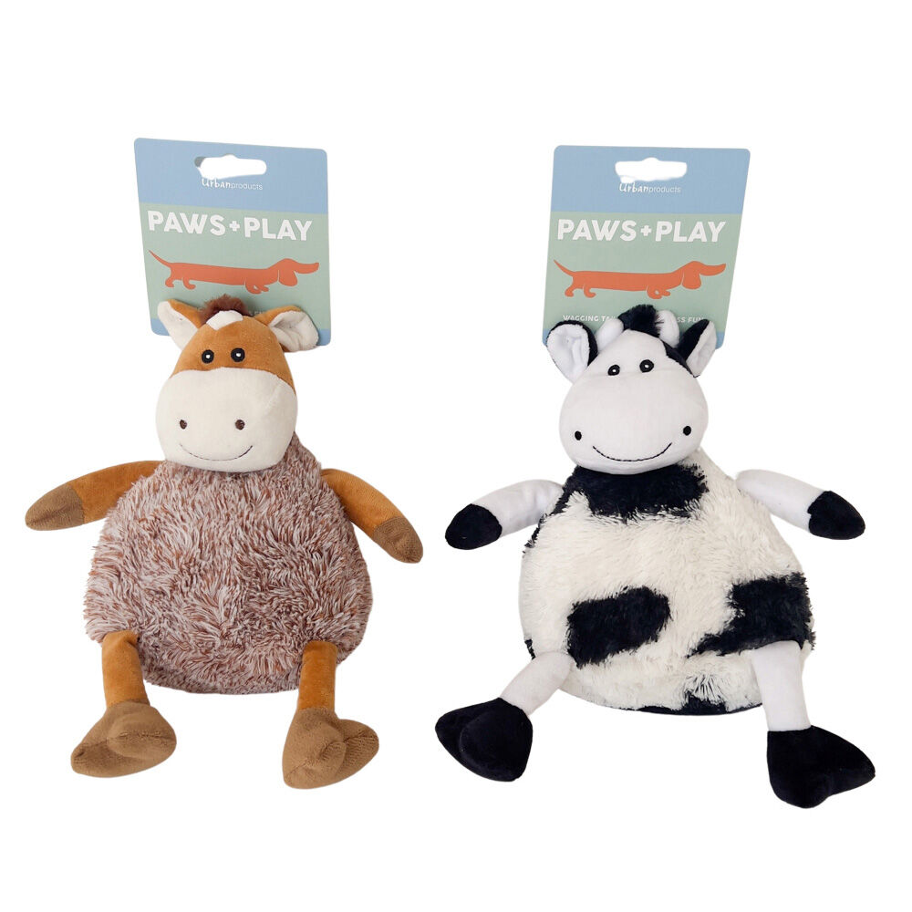 Urban Fluffy Squeaker Animal Brown Dog/Pet Durable Play Interactive Chew Toy (2 Pack)