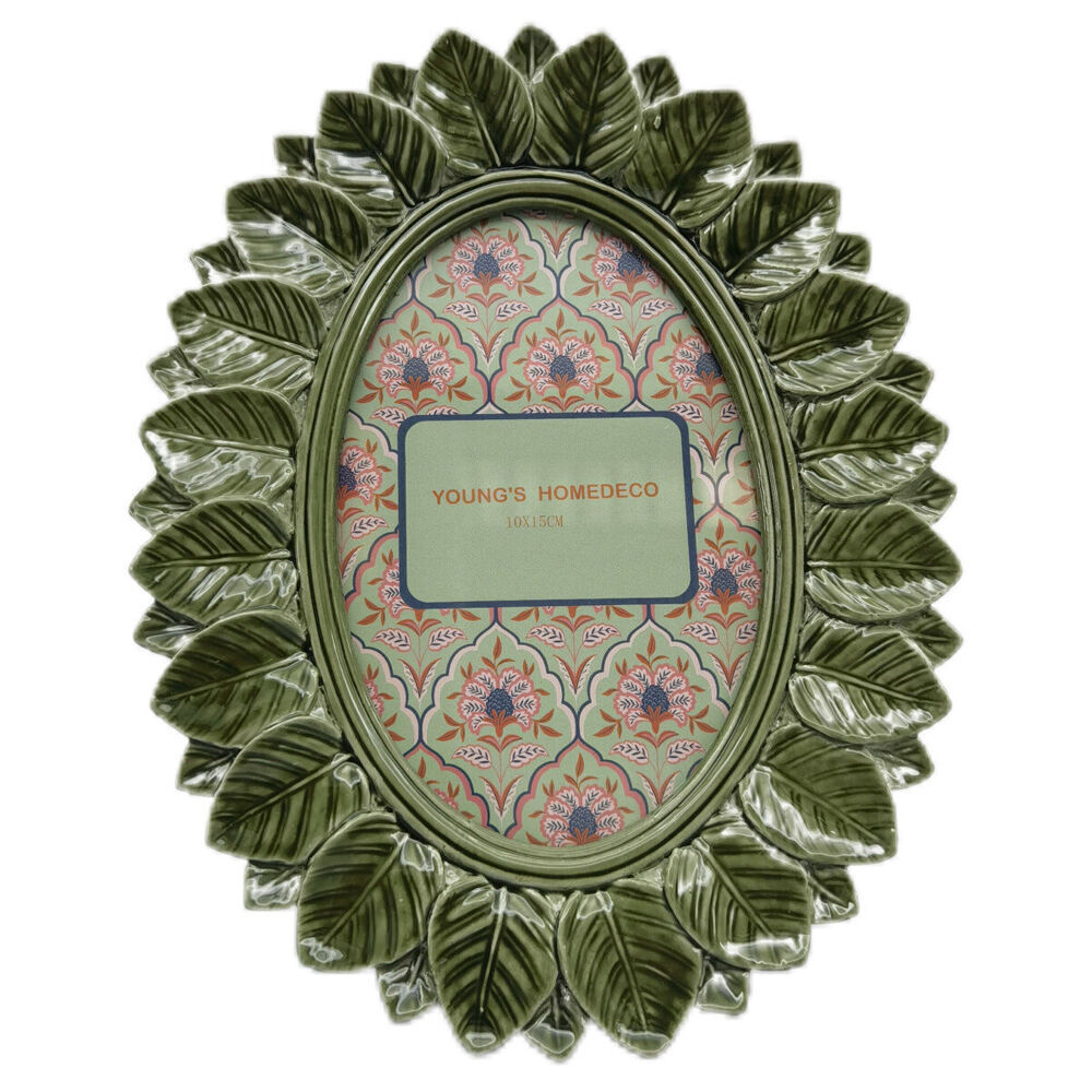 Urban Resin/Wood Oval Leaf Photo Picture Frame 4x6in 22x18cm Green (2 Pack) — image 2