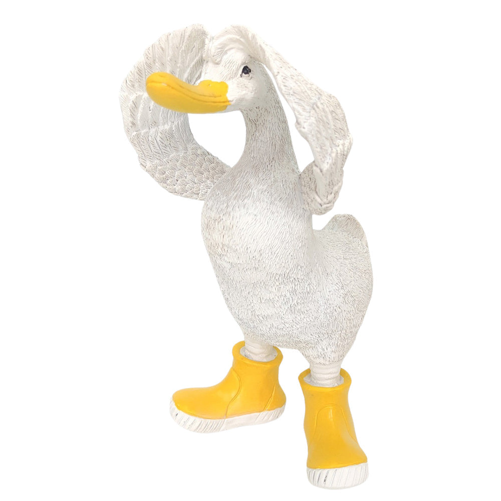Urban Hiding Duck in Boots Ornament Yellow 22cm Decorative Decor Statue