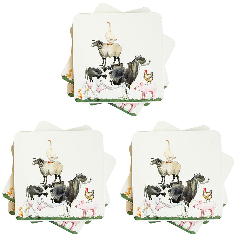 Urban Farm Yard Cork MDF Coasters Green Kitchen Decor Tableware/Dinnerware (3 Pack)