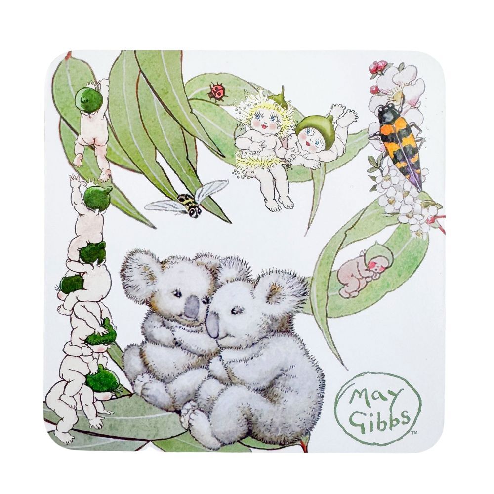 Urban May Gibbs Gumnut Baby Cork Coaster Home Table Protector Green 10cm (4 Pieces) — image 2