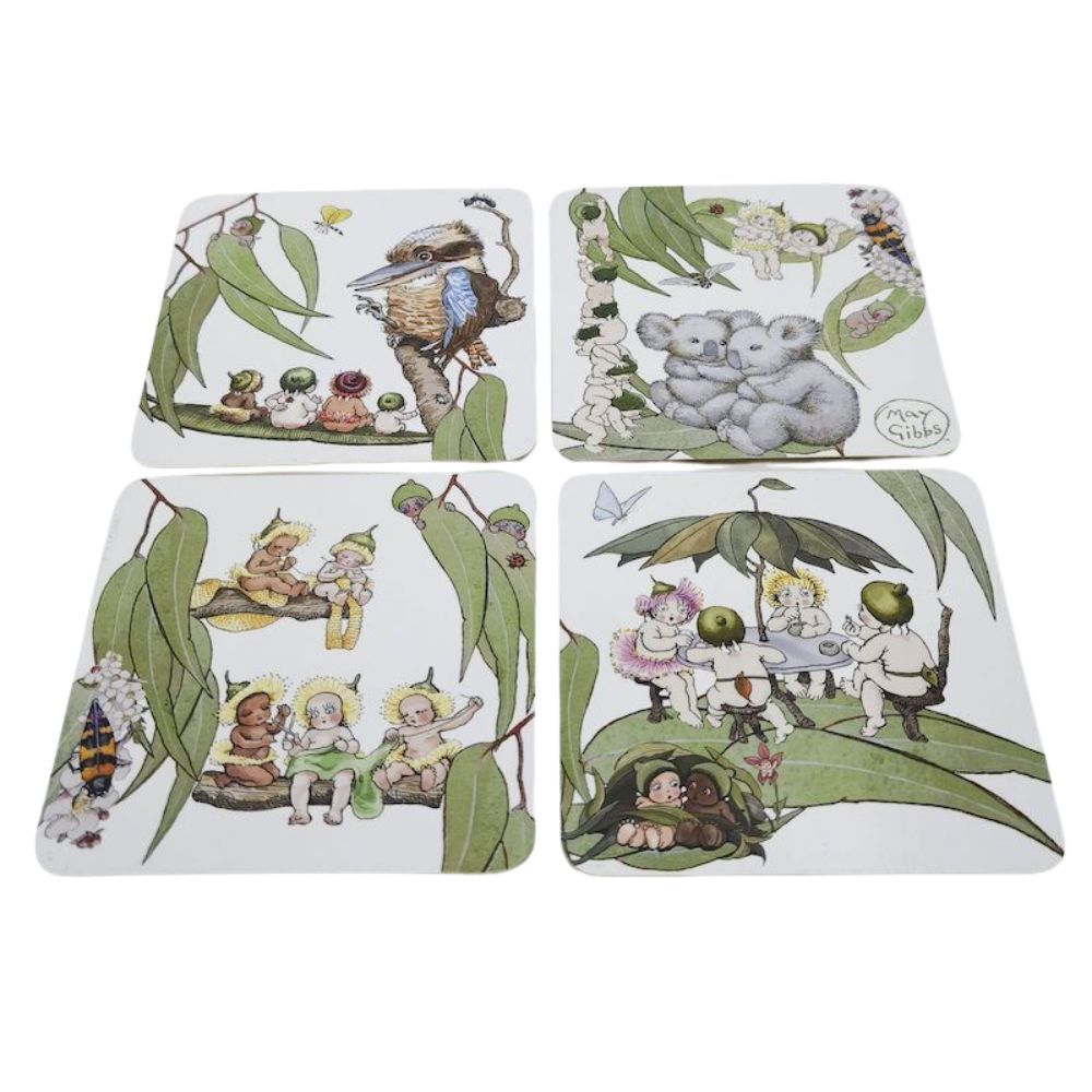 Urban May Gibbs Gumnut Baby Cork Coaster Home Table Protector Green 10cm (4 Pieces) — image 3