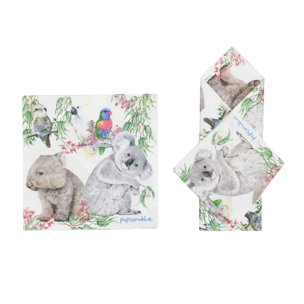 Urban Popcorn Blue Australiana Paper Napkins Serviette Set 33x33cm White (20 Pieces) — image 2