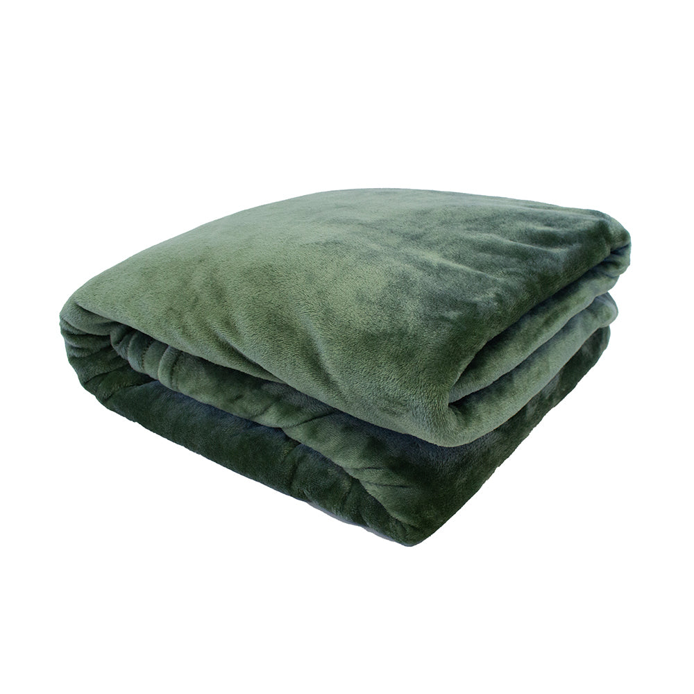 Bambury Ultraplush 280GSM Flannel Bedding Blanket Moss Single 180x230cm