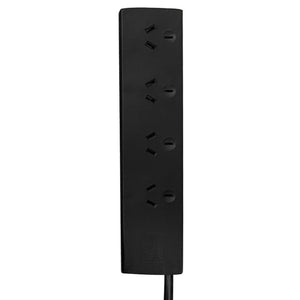 Ultracharge Standard 4-Socket Power Board Strip 1m Cord Extension Sockets Black