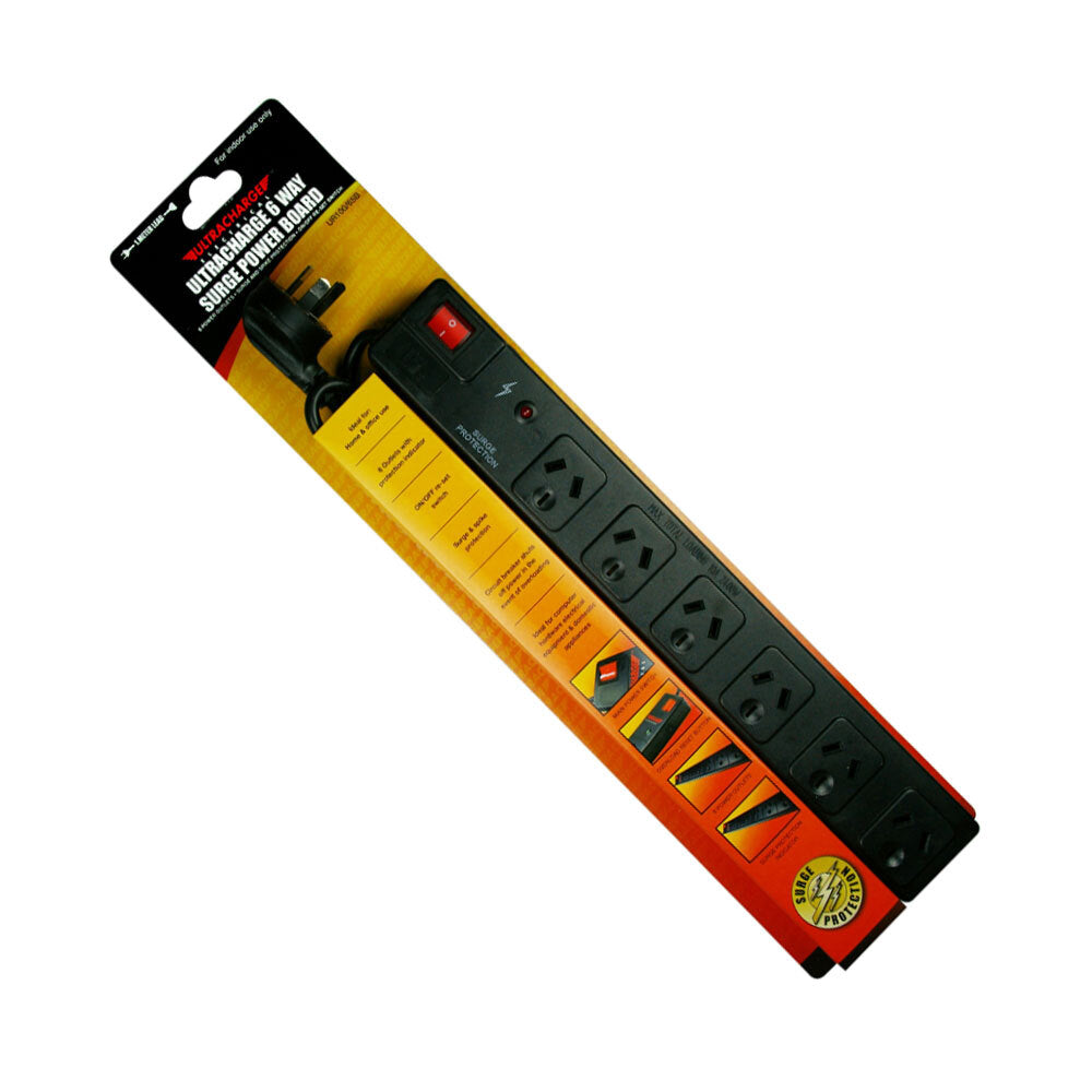 Ultracharge 6-Socket Surge Protection Power Board w Switch — image 2