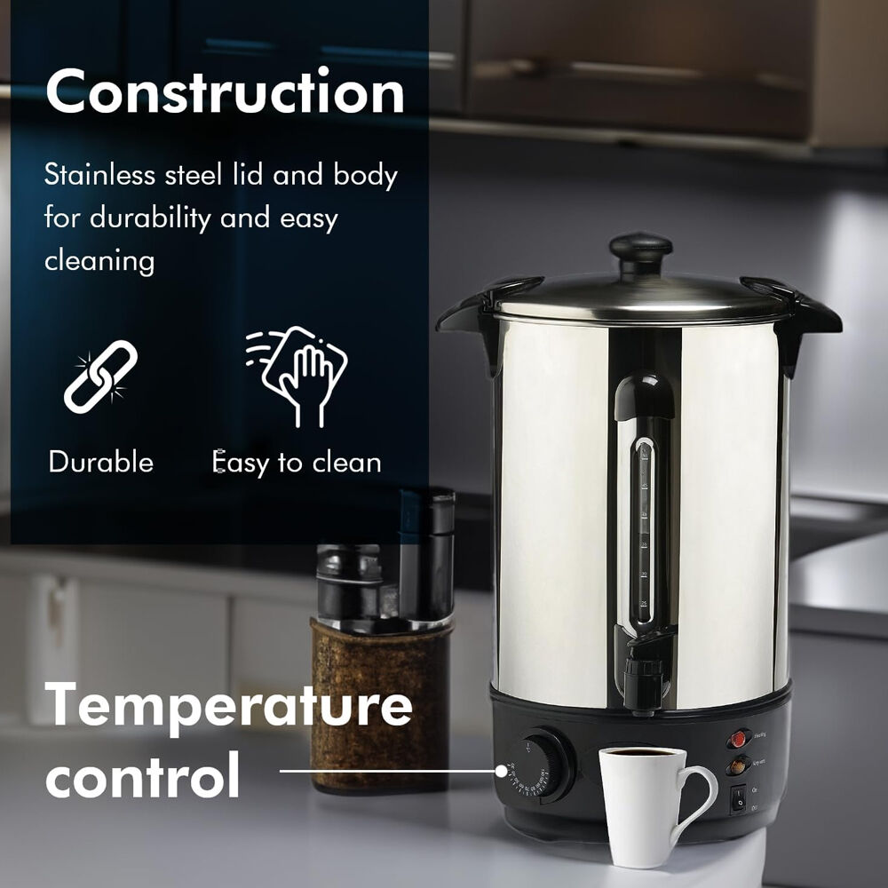 Lenoxx 10L Litre 40 Cup Electric Stainless Steel Hot Water Boiler warmer Heater Urn tap — image 3