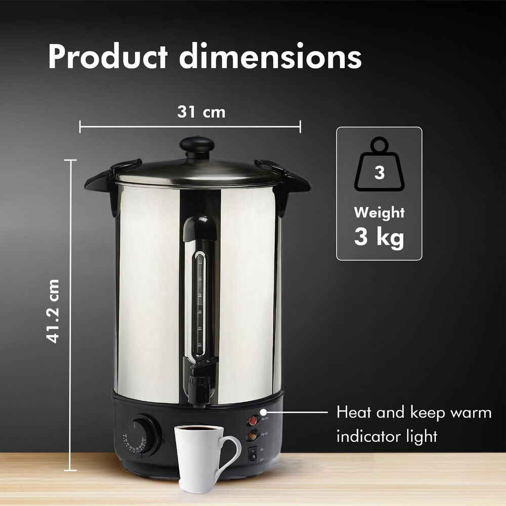 Lenoxx 10L Litre 40 Cup Electric Stainless Steel Hot Water Boiler warmer Heater Urn tap — image 2