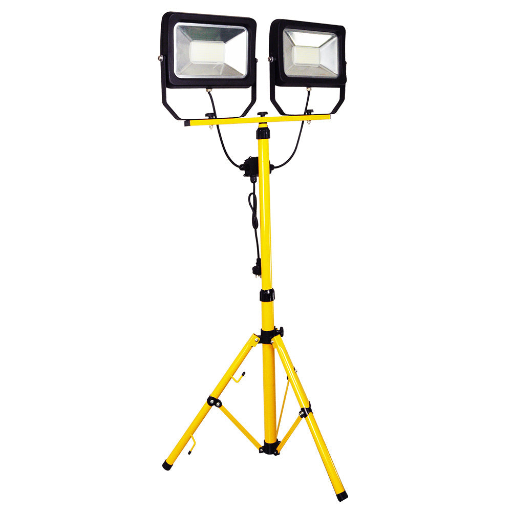 Ultracharge 2x 50W LED Twin Floodlight Outdoor Work/Flood Light w/ 1.6m Stand