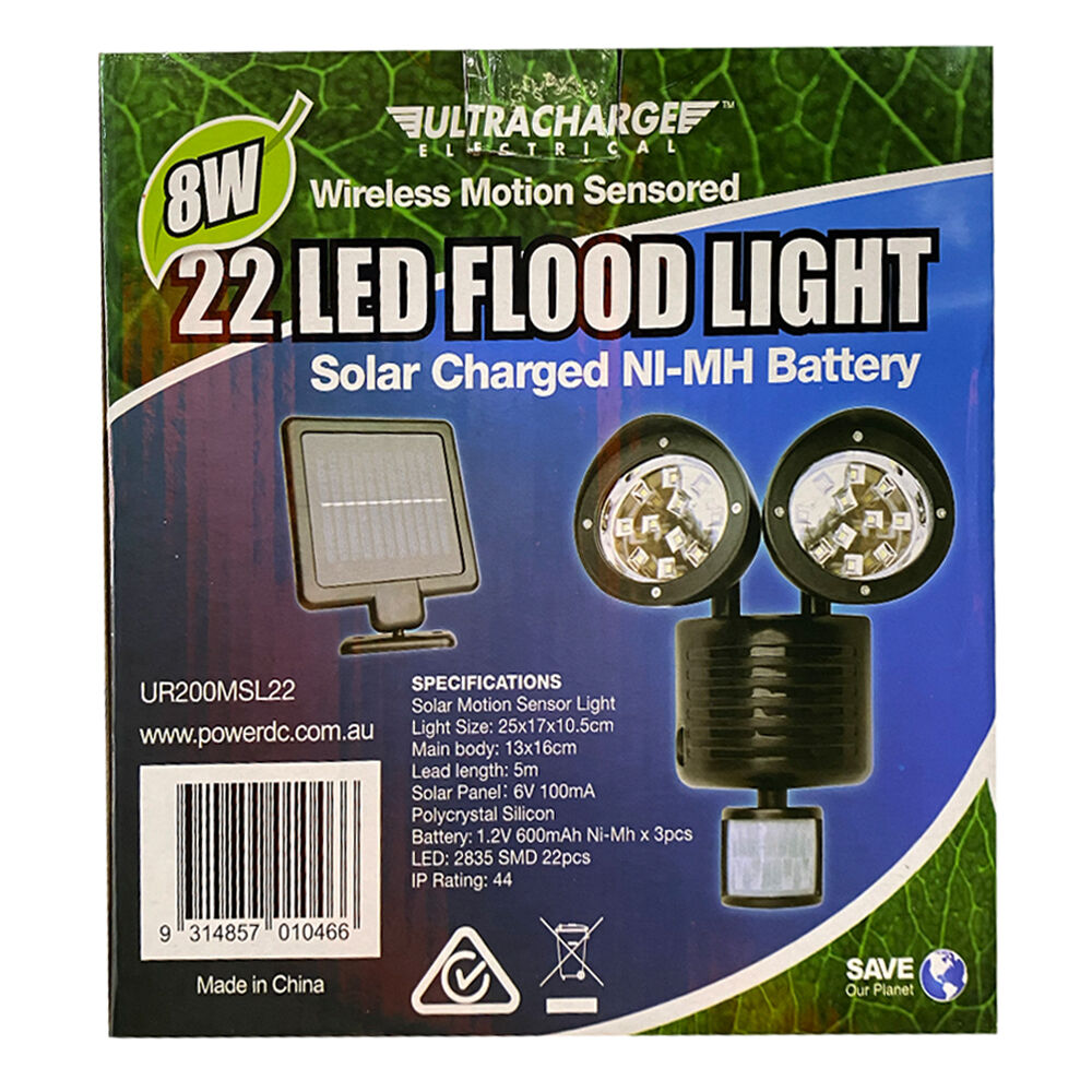 Ultracharge LED Flood Wall Light Outdoor 8W Wireless Motion Sensor Solar Charged — image 5