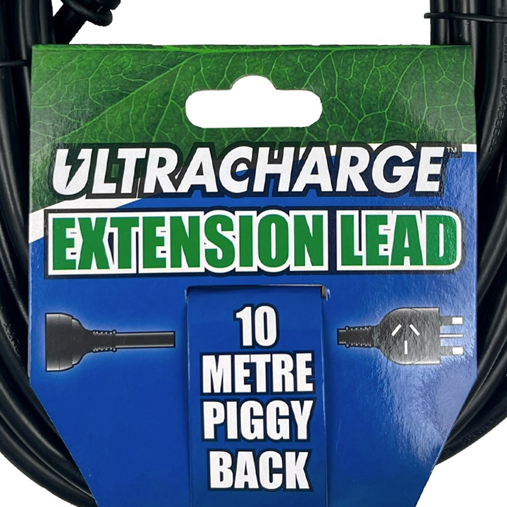 Ultracharge 10m Cord Extension Power 10A Lead AU/NZ Cable w/ Piggy Back Plug BLK — image 3