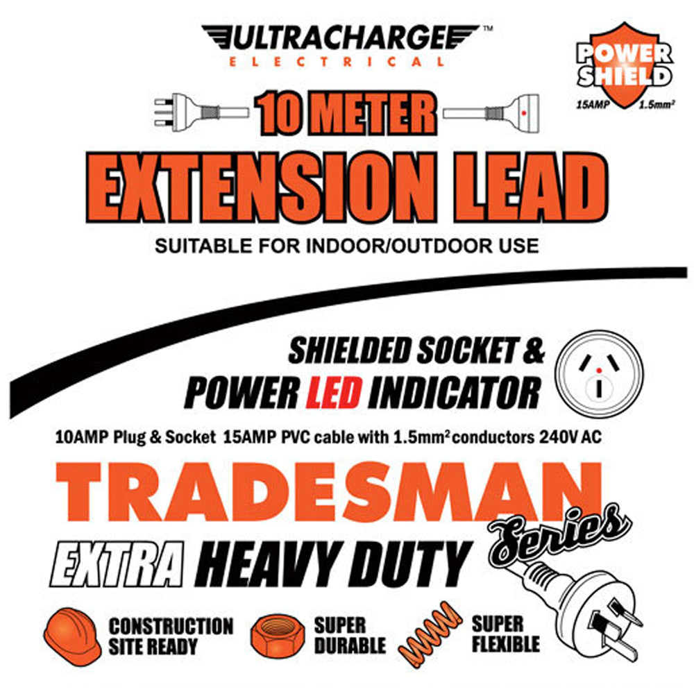 Ultracharge Tradesman 10M Heavy Duty Extension Lead Cable — image 3