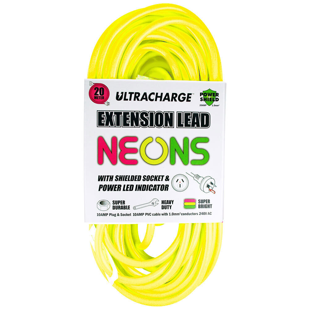 Ultracharge Neons 20m Extension Lead Cable 10A Heavy Duty Cord Plug/Socket Asst. — image 3